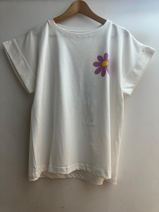 T-shirt met Bloem | Wit