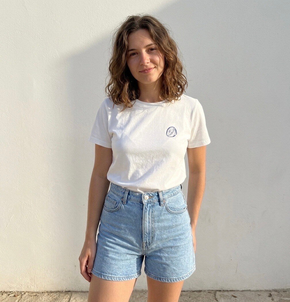 T-shirt la dolca vita citroen | Wit & Geel