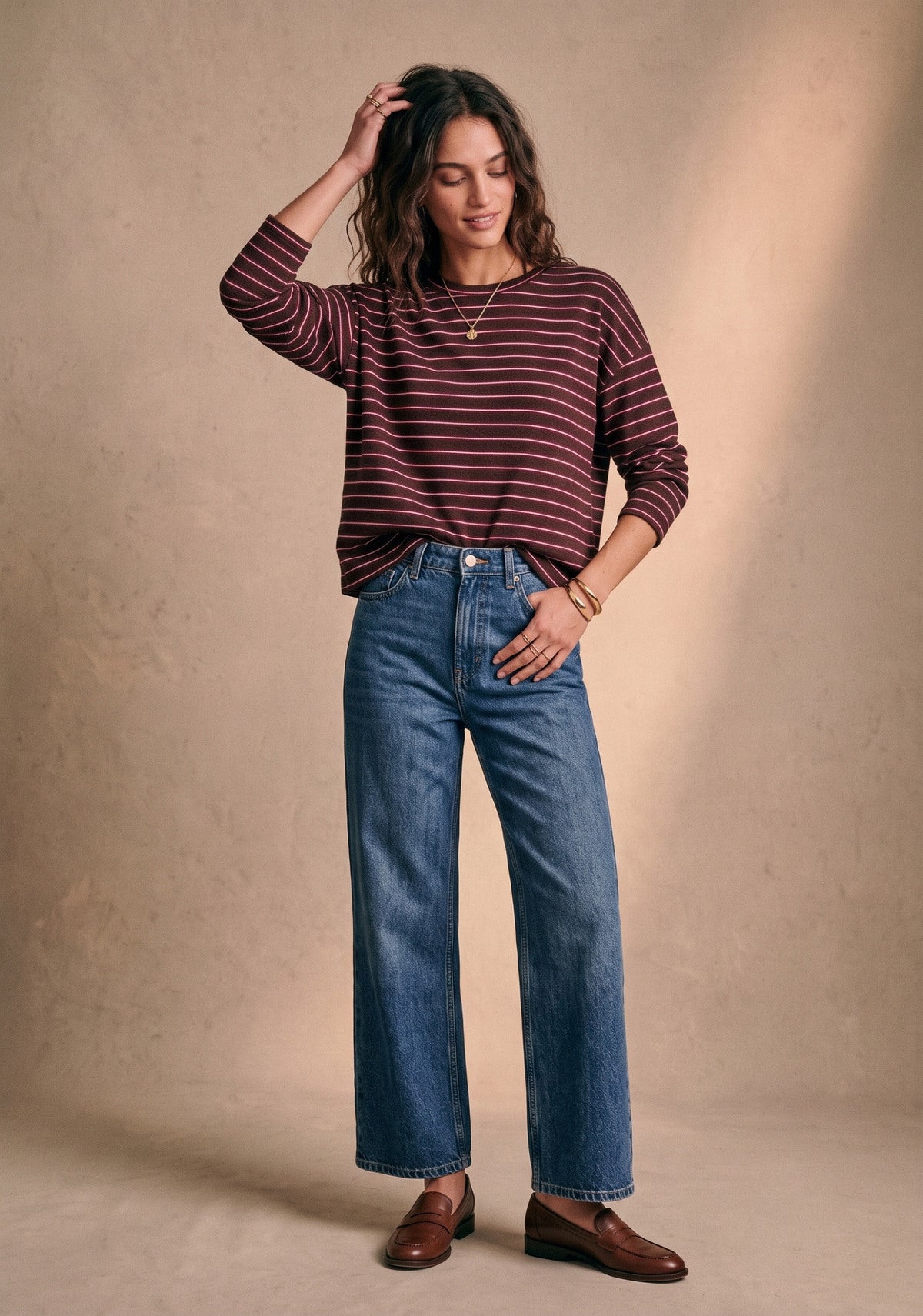 Longsleeve met strepen | Burgundy