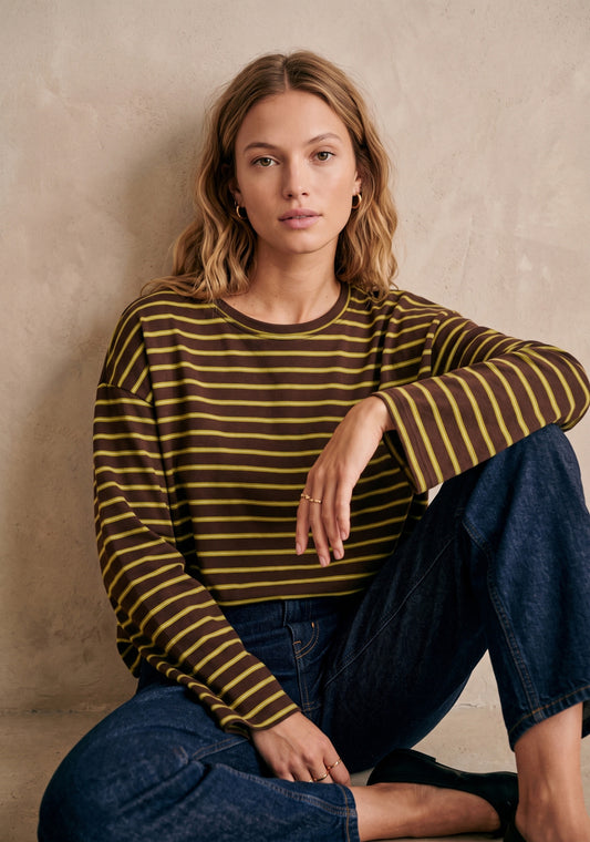 Longsleeve met strepen | geel/Groen