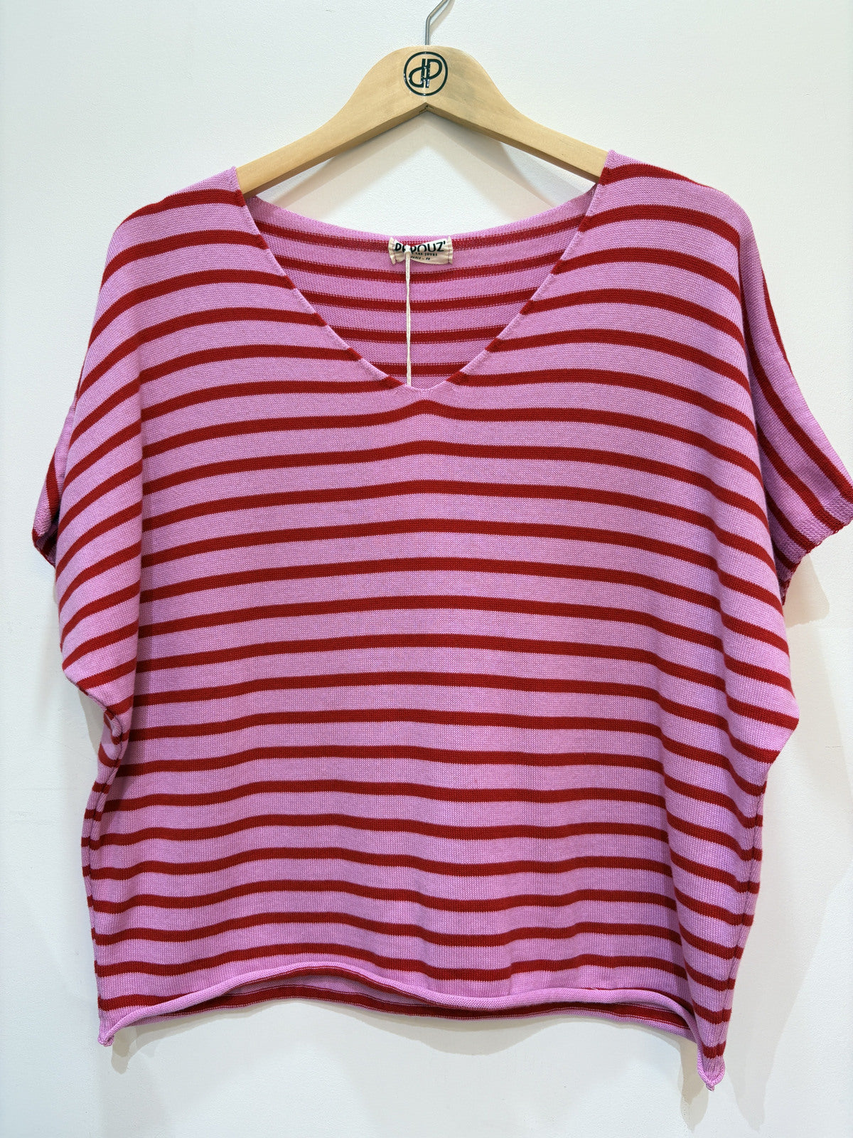 V-Neck blouse strepen | Fuchsia