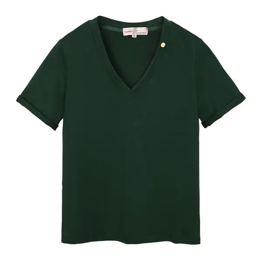 T-shirt met V-hals | Groen