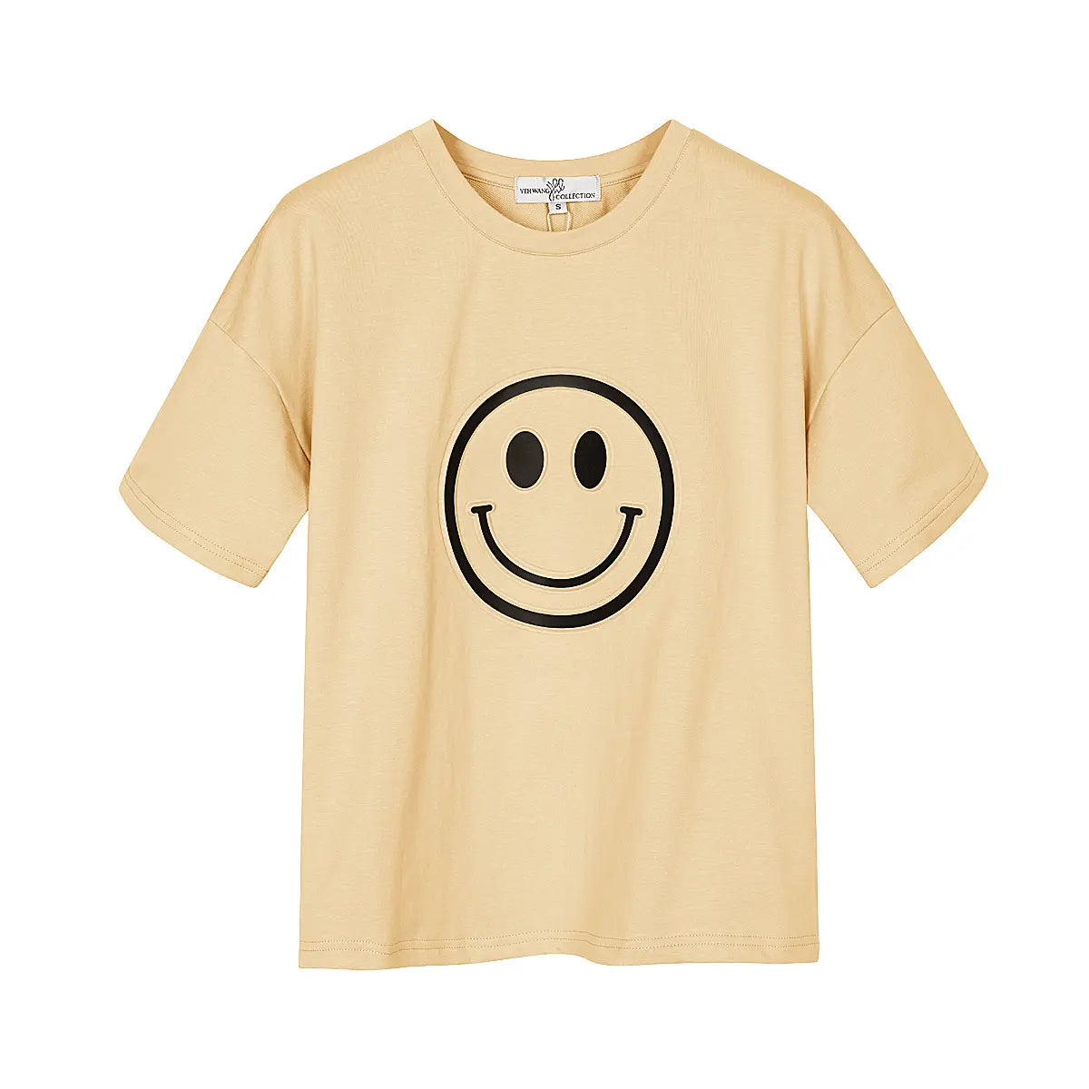 T-shirt met smiley | Crème